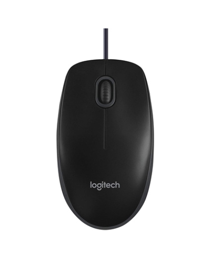 Logitech B100 Wired USB Mouse, 3-Buttons, 1000dpi and Optical Tracking, Ambidextrous Design for PC, Mac and Laptop, Black
