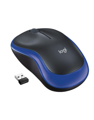 Logitech M185 Wireless Mouse, 2.4GHz with USB Mini Receiver, 12-Month Battery Life, 1000 DPI Optical Tracking, Ambidextrous, Compatible with PC, Mac, Laptop, Black and Blue